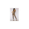 Bodystocking en résille noir métallique argentée 